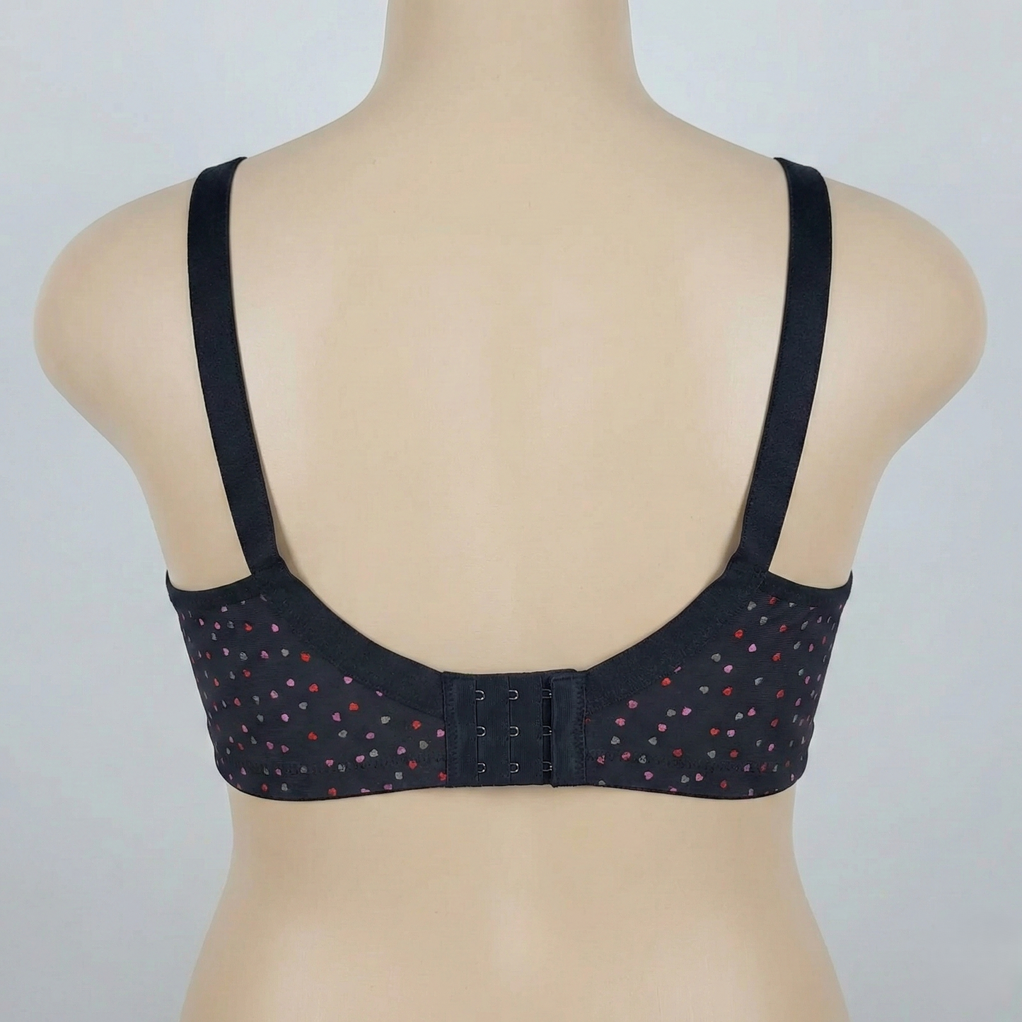 Black Heart Print Plus Size Wireless Bra PSW-10794