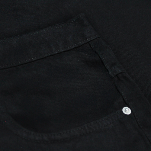 "Men’s black regular fit denim jeans with straight-leg design, zip fly, button closure, and 7 reinforced belt loops for secure hold."
