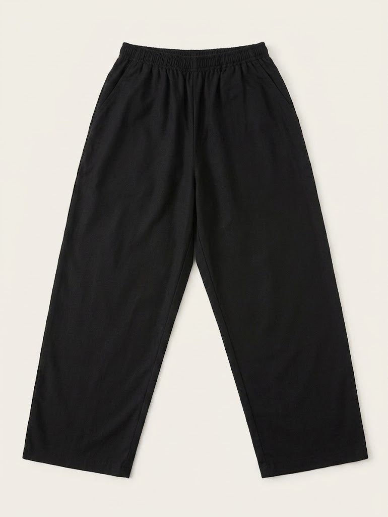 Black Plus Size Elastic Waist Trouser made from Cotton Lawn fabric