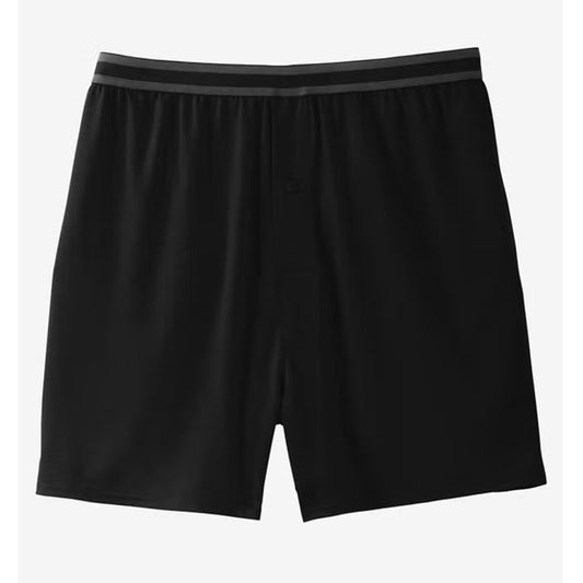 Black Polyester Striped Performance Boxer Briefs with Contrast Side Panels