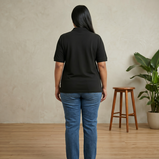 Black Short Sleeve Polo T-Shirt PSW-7241