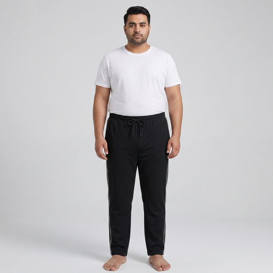 Black Side-Striped Plus Size Trouser PSM-9911