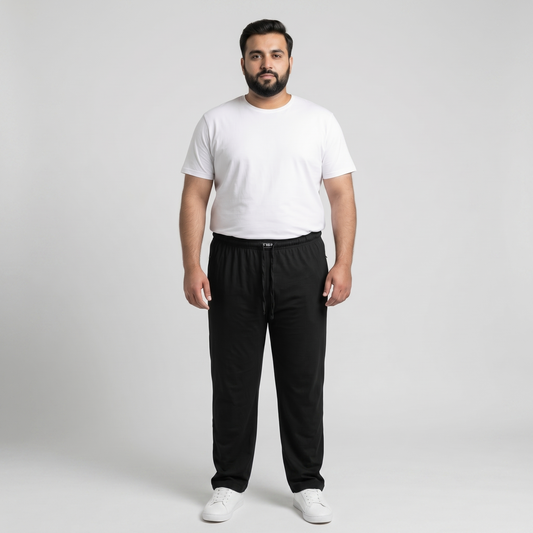 Black UrbanEase Plus Jersey Trousers With Zip Pockets PSM-8084