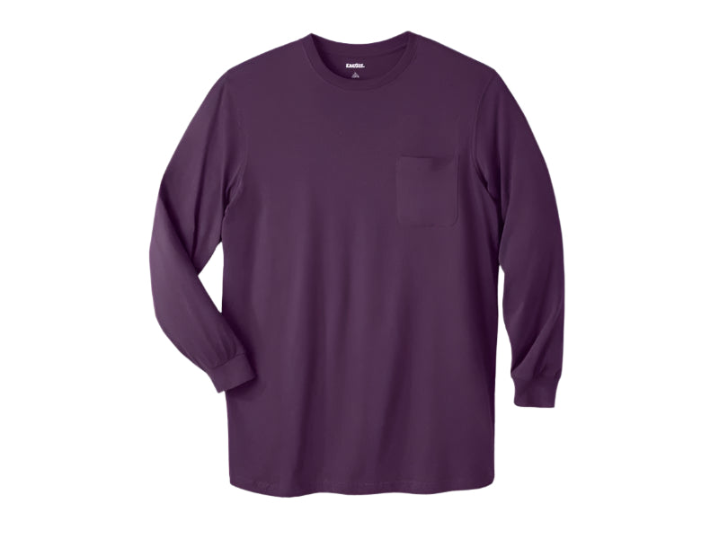 Blackberry Big Size Long Sleeve Crewneck Cotton T-Shirt for Plus-Size Men