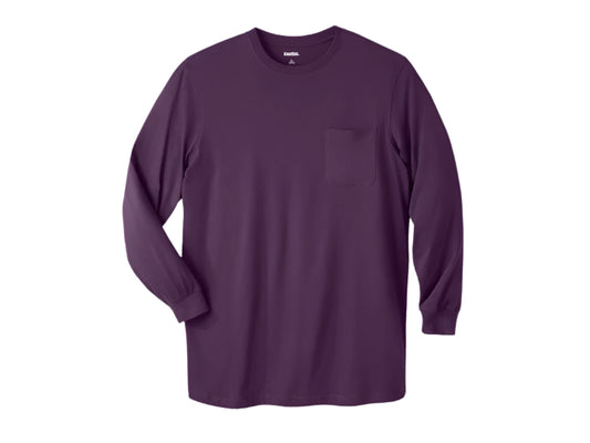 Blackberry Big Size Long Sleeve Crewneck Cotton T-Shirt for Plus-Size Men