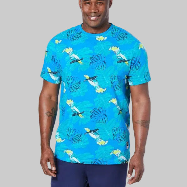 Blue big and tall bird graphic crewneck t-shirt relaxed fit cotton blend men