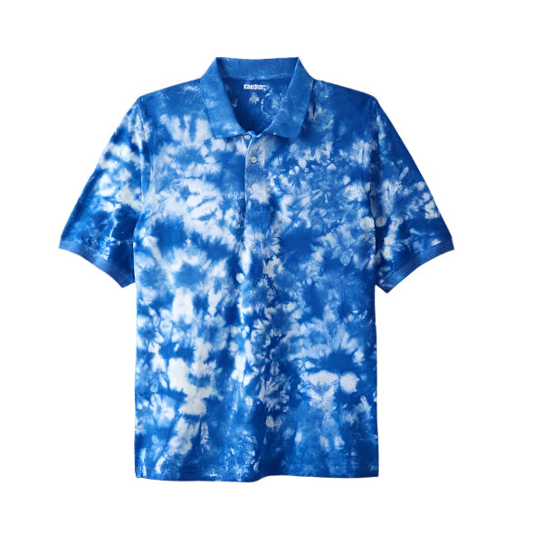 Blue Marble Piqué Polo Shirt for big & tall men, shrink-resistant cotton with ribbed cuffs and classic collar