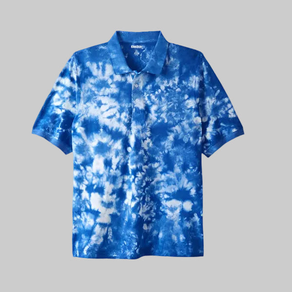 Blue Marble Piqué Polo Shirt for big & tall men, shrink-resistant cotton with ribbed cuffs and classic collar