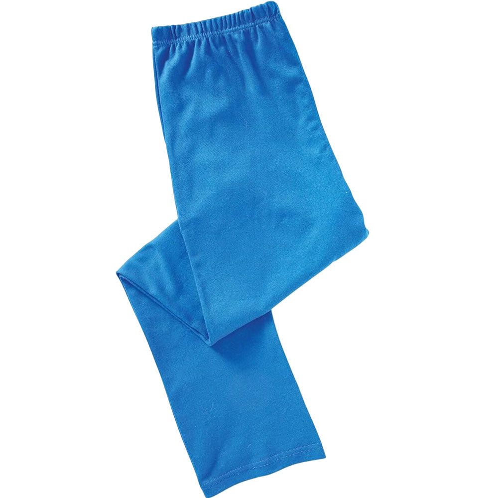 Plus size blue women’s elastic waist pants with drawstring and straight leg – soft cotton-poly everyday bottoms