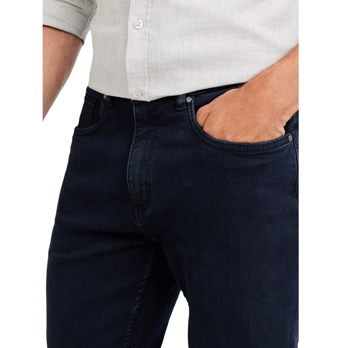 Blue Midnight Tapered Flex Jean featuring premium stretch denim, a tapered leg, and a comfortable fit for all-day wear. Stylish and versatile for any occasion.
