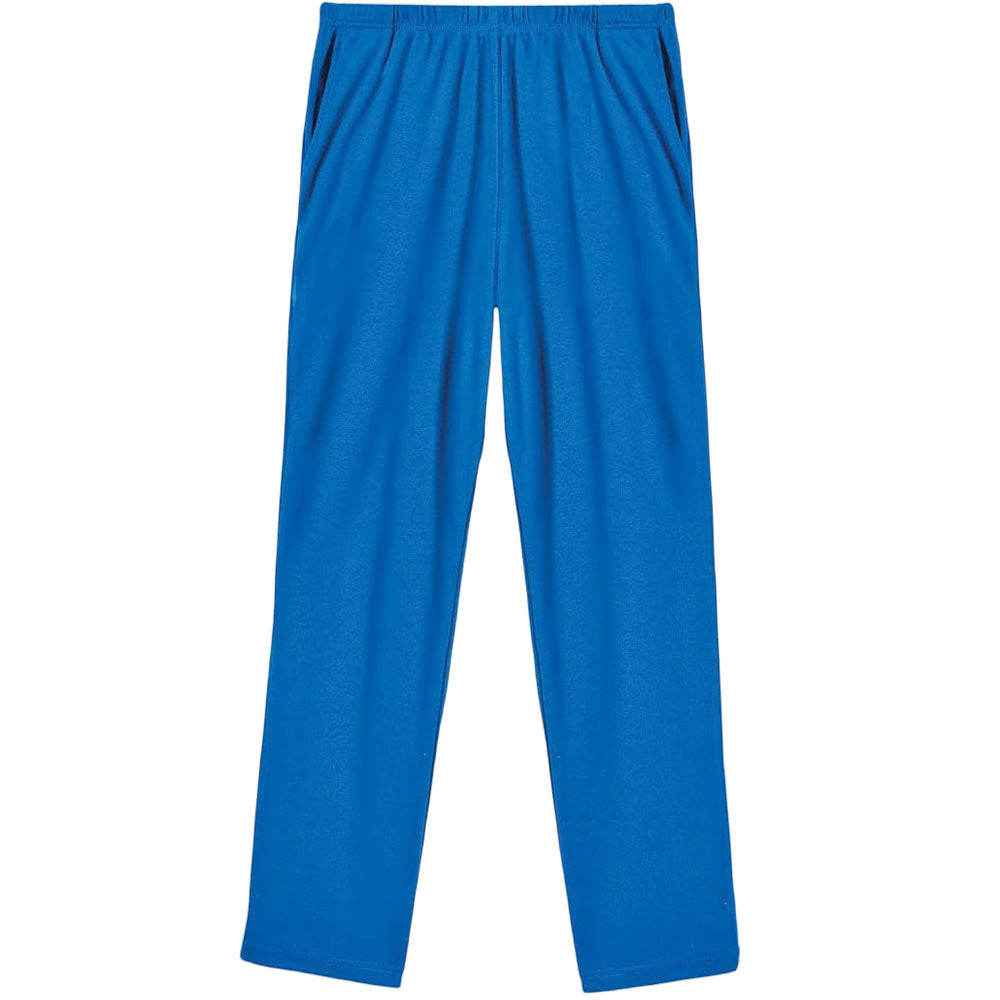 Plus size blue women’s elastic waist pants with drawstring and straight leg – soft cotton-poly everyday bottoms