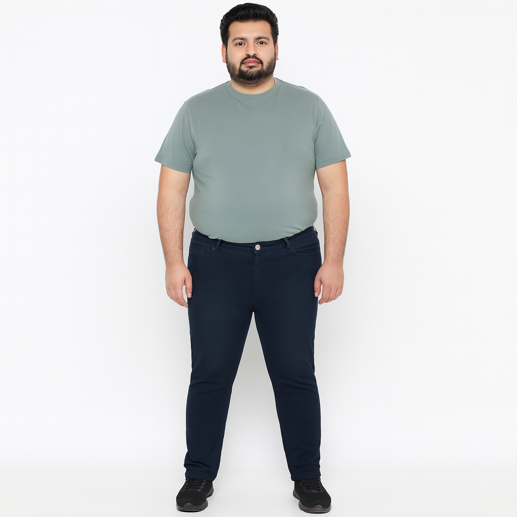 Blue & Black regular fit stretch jeans with 5-pocket design and embroidered logo.