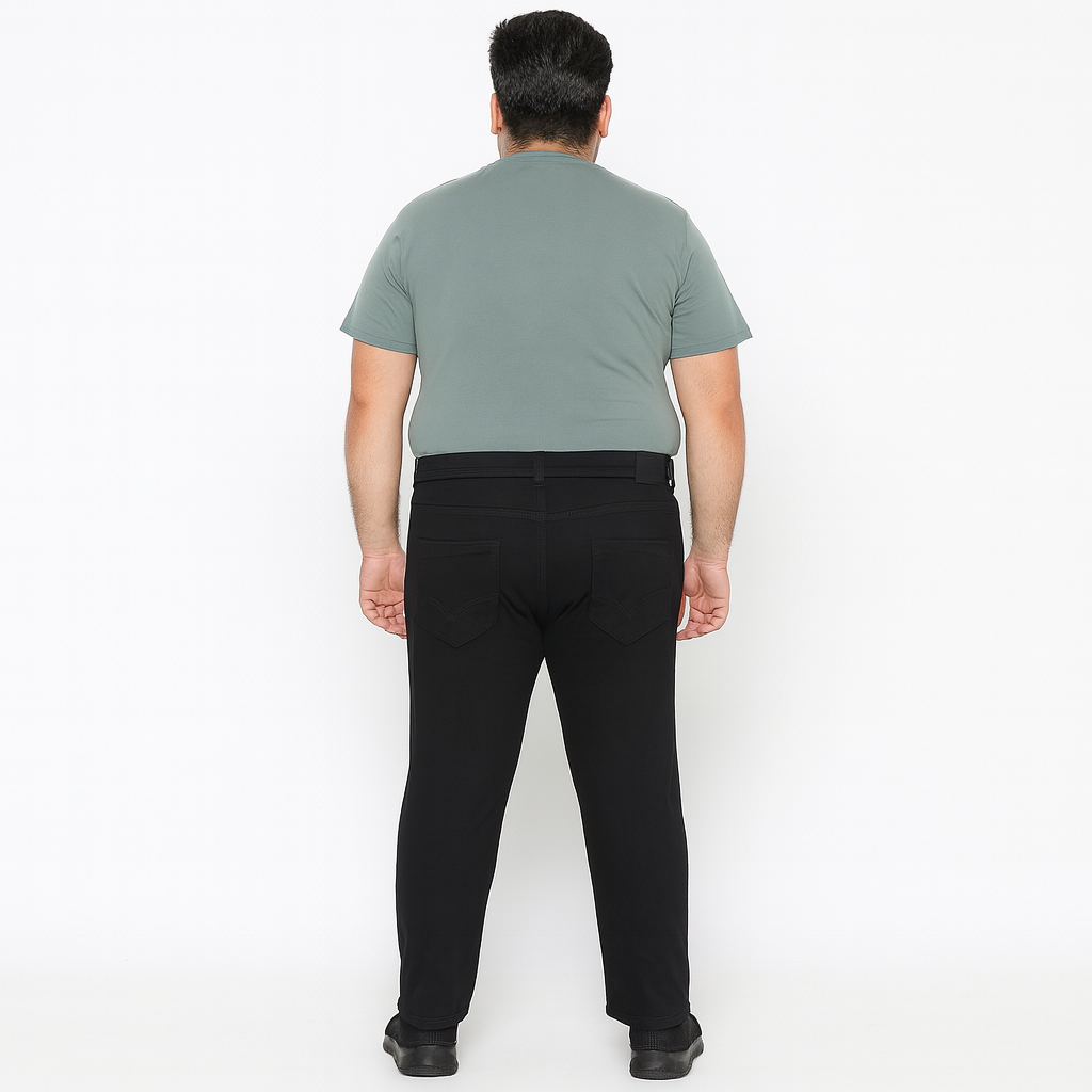 Blue & Black regular fit stretch jeans with 5-pocket design and embroidered logo.