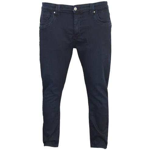 Blue & Black regular fit stretch jeans with 5-pocket design and embroidered logo.