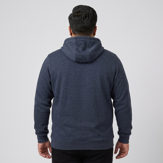 Blue Fleece Big Size Over Head Hoodie PSM-4467