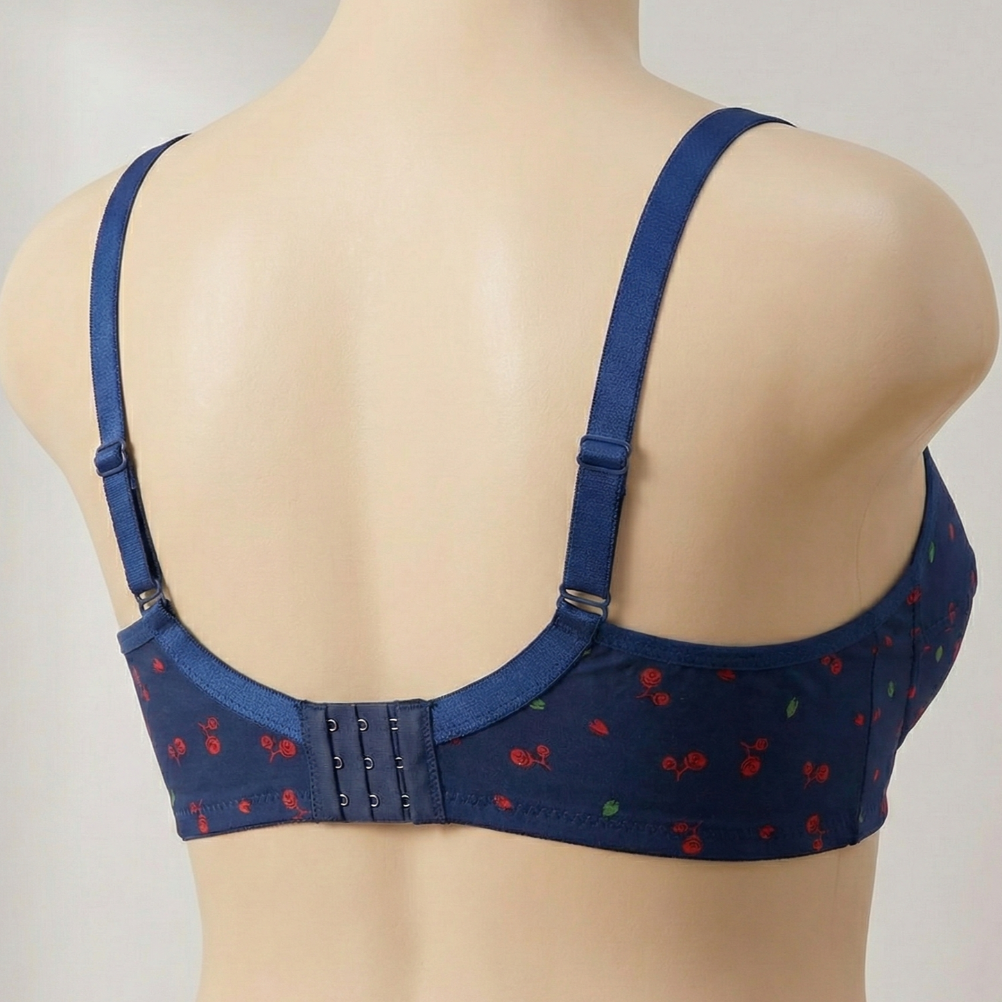 Blue Floral Mesh Print Plus Size Wireless Bra PSW-10819