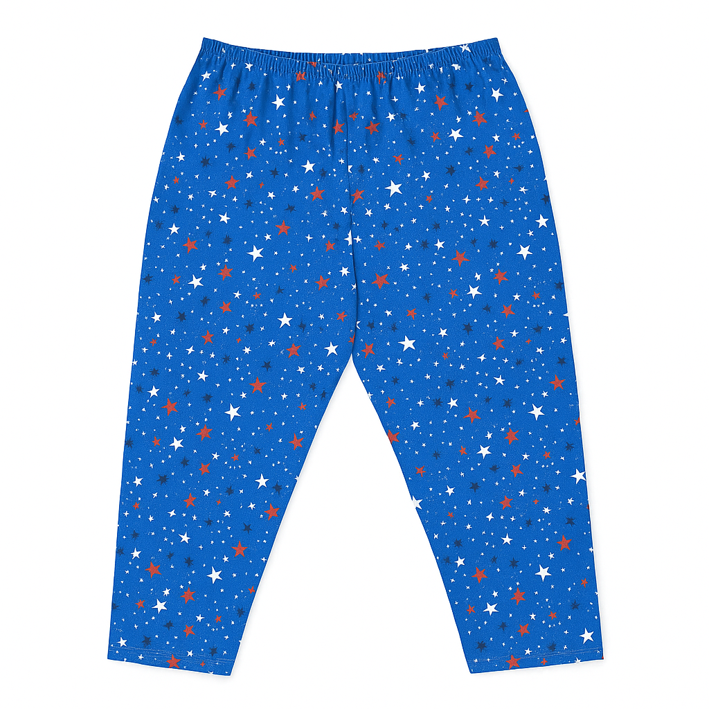 Blue Stars Printed Knit Sleep Capri PSW-7815