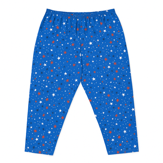 Blue Stars Printed Knit Sleep Capri PSW-7815