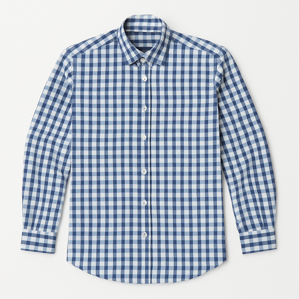 Blue & White Checkered Plus-Size Cotton Shirt PSM-10235