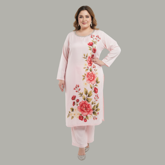 Blush Rose 3-Piece Cotton Silk Suit PSW-10089