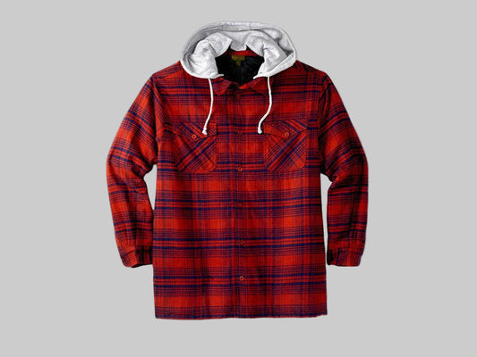 Bordeaux Plaid Without Hood Shirt Jacket PSM-6613