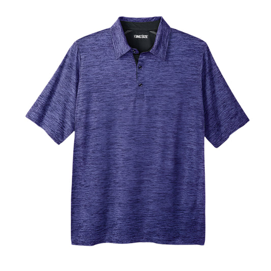 Bright purple marl moisture-wicking polo shirt with three-button placket