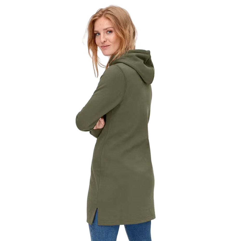Flat-lay of Burnt Olive Hooded Sweatshirt Tunic on neutral background