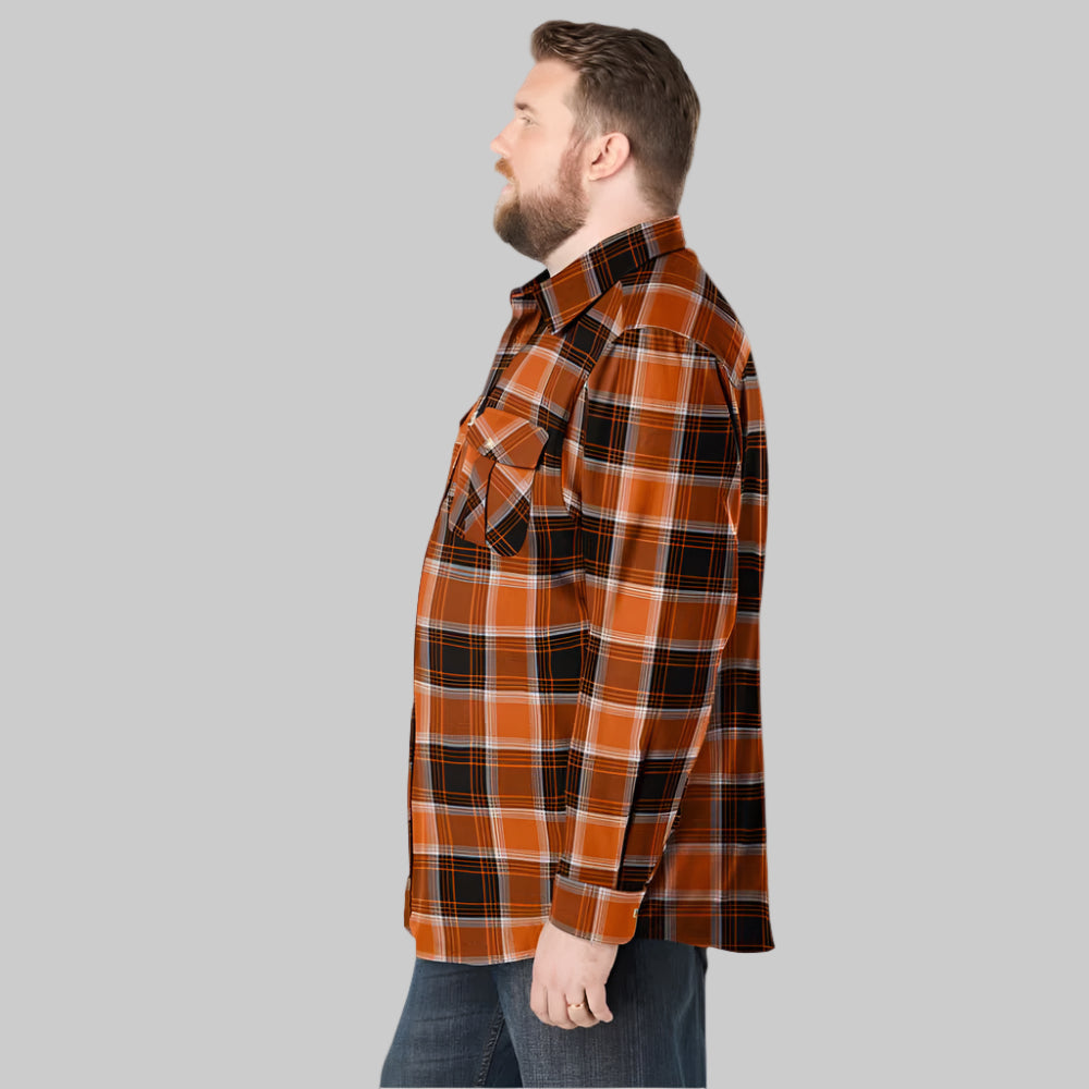 Burnt orange plaid holiday flannel shirt with chest pockets in Big & Tall fit
