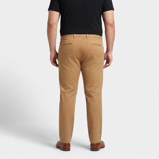 Camel Brown Cotton Chino Pants made from comfortable cotton fabric.