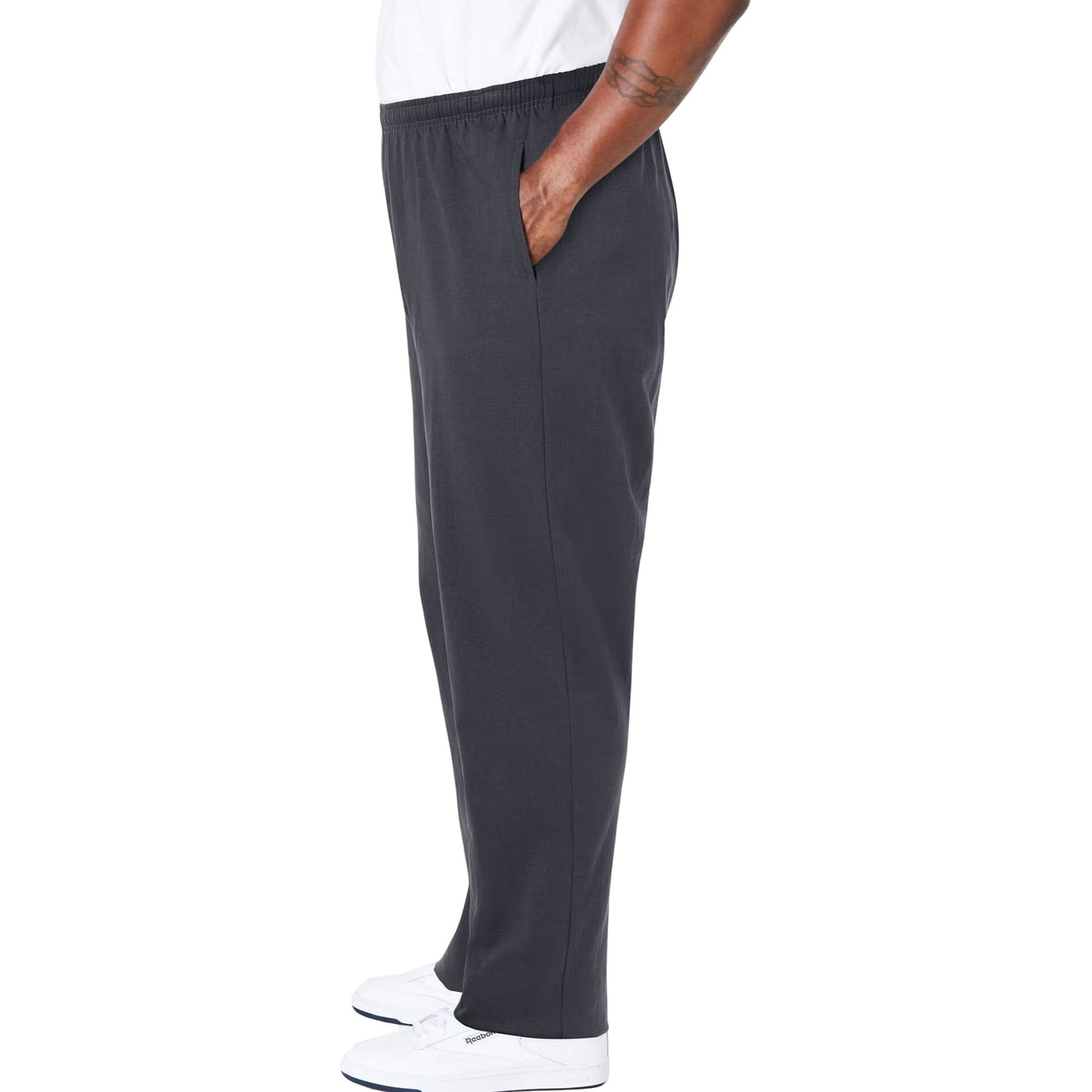 Men’s Carbon jersey trousers in Big & Tall sizes with drawstring waist and side pockets, made from soft cotton for relaxed, everyday comfort.