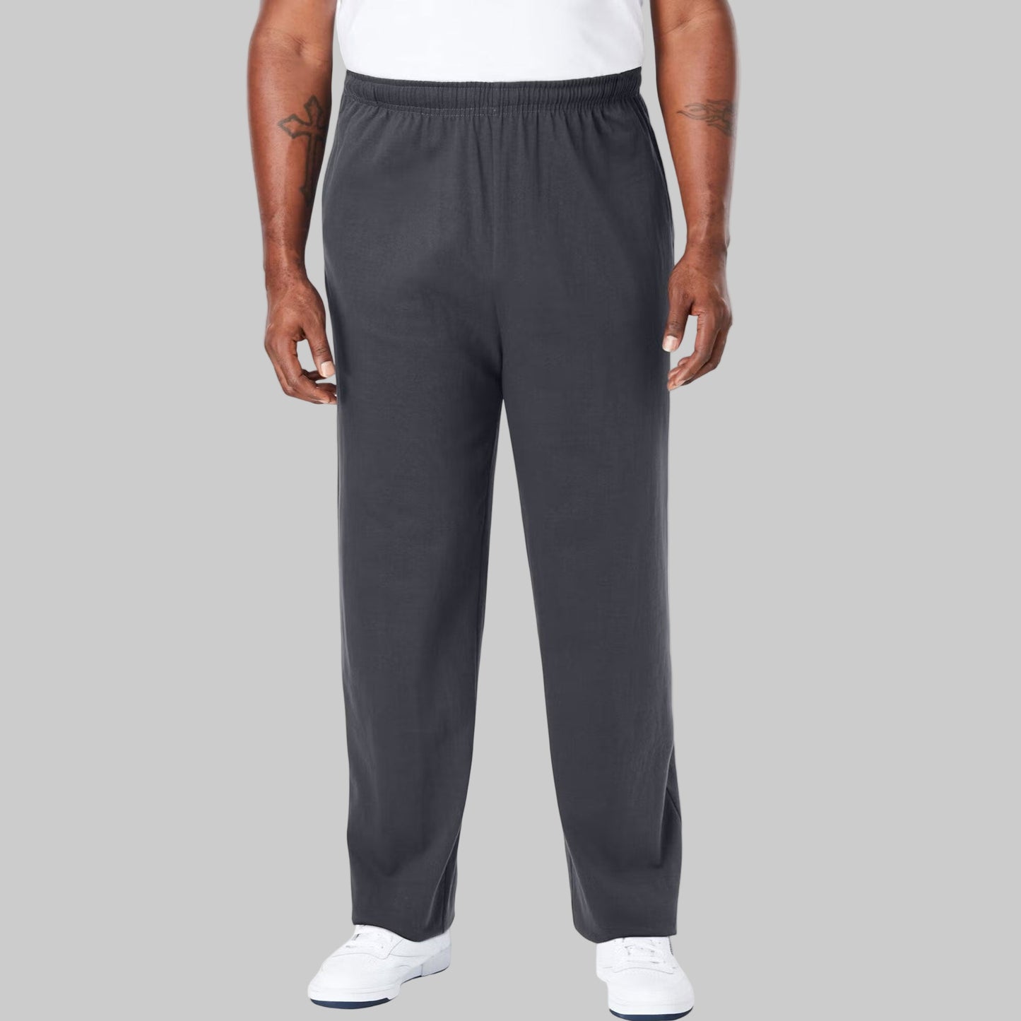 Men’s Carbon jersey trousers in Big & Tall sizes with drawstring waist and side pockets, made from soft cotton for relaxed, everyday comfort.
