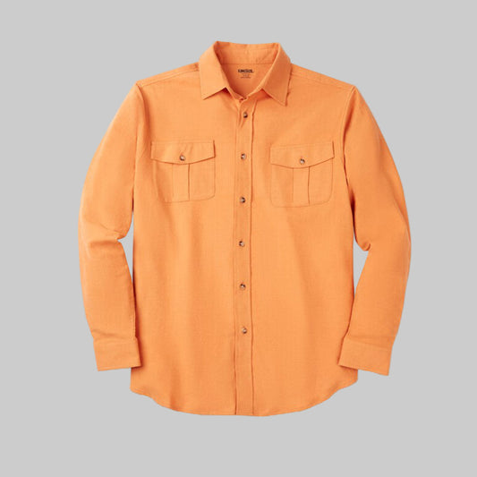 Chamois Signature Solid Flannel Shirt in soft brushed cotton with horn buttons and dual chest pockets, displayed flat on a neutral background.