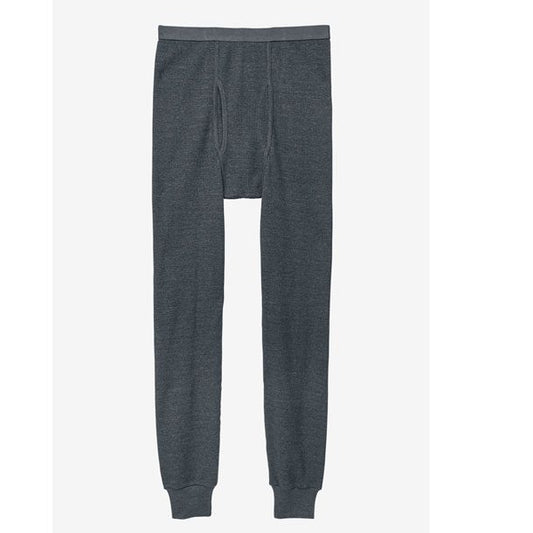 Charcoal heavyweight thermal pants with ribbed cuffs and elastic waistband for Big & Tall men