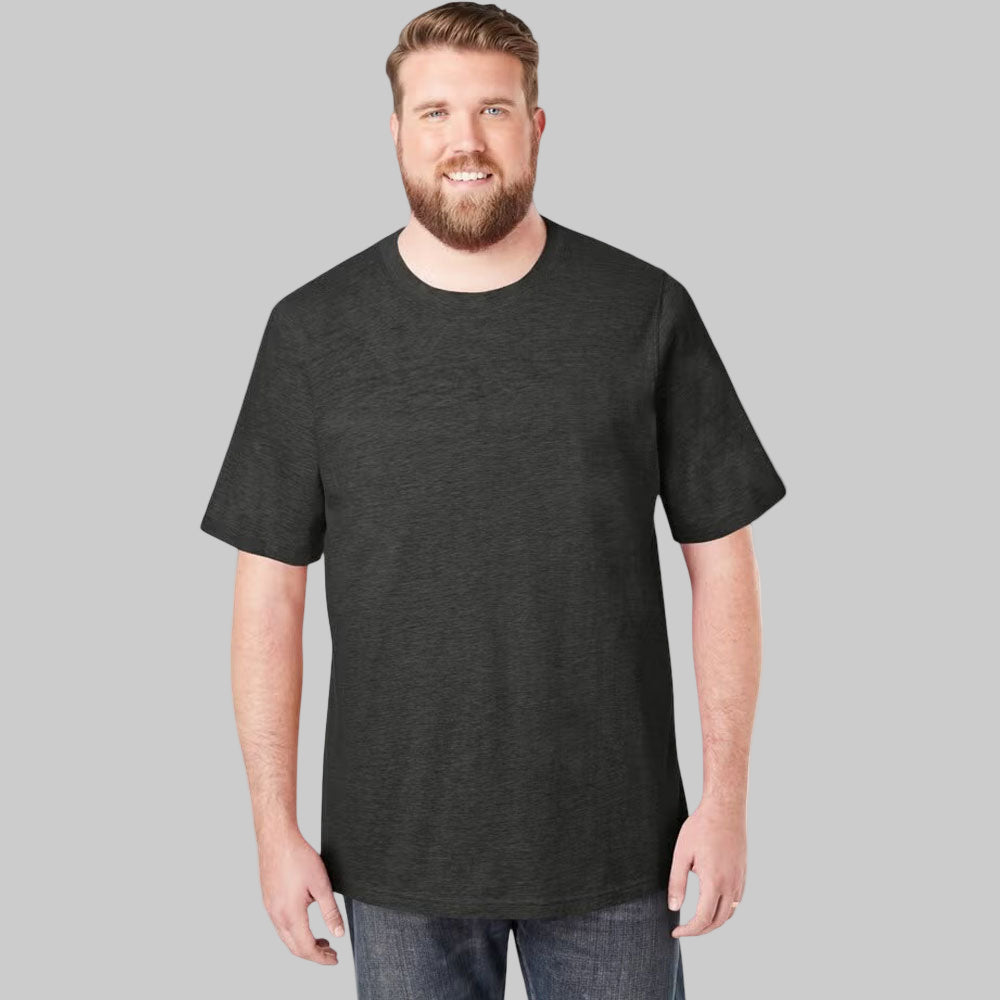 Charcoal Crewneck T-Shirt – Flat Lay Display of Soft Cotton Fabric with Classic Crewneck and Short Sleeves