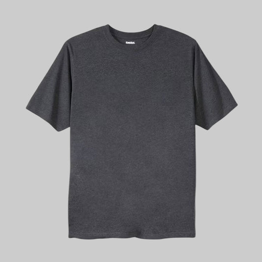 Charcoal Crewneck T-Shirt – Flat Lay Display of Soft Cotton Fabric with Classic Crewneck and Short Sleeves