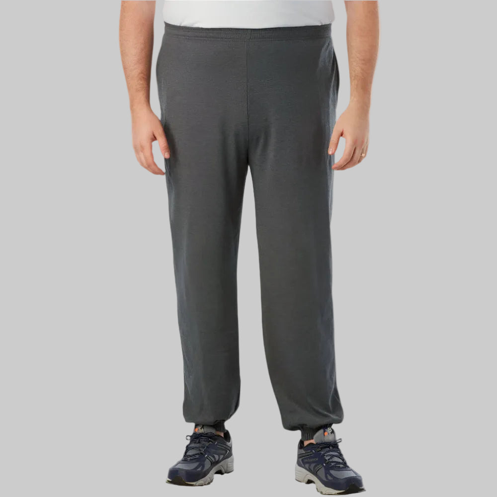 Charcoal Lightweight Cotton-Blend Jogger Pants with Elastic Cuffs and Pockets β Relaxed Fit