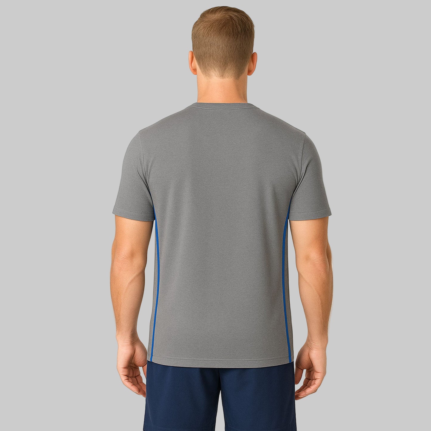 Charcoal performance crewneck T-shirt with mesh panels and relaxed fit in big size