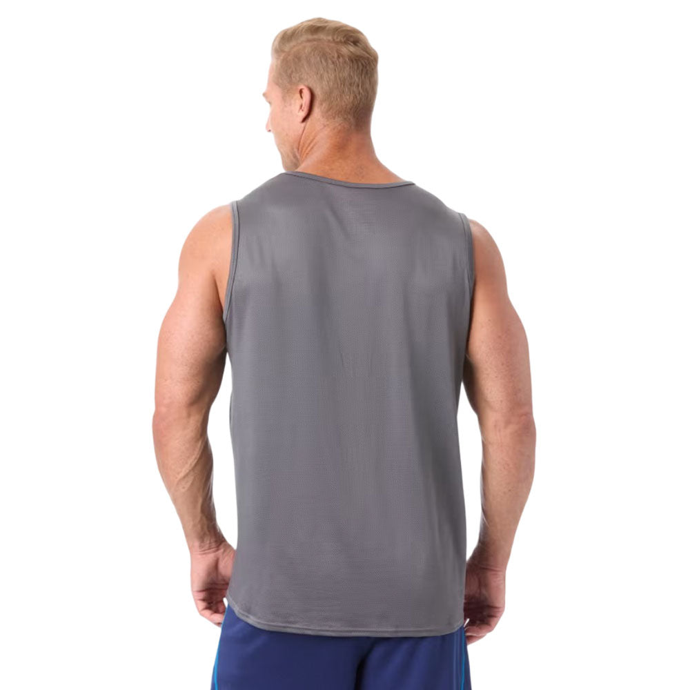 Charcoal sleeveless crewneck muscle tee for big size men – breathable mesh fabric, relaxed fit, moisture-wicking