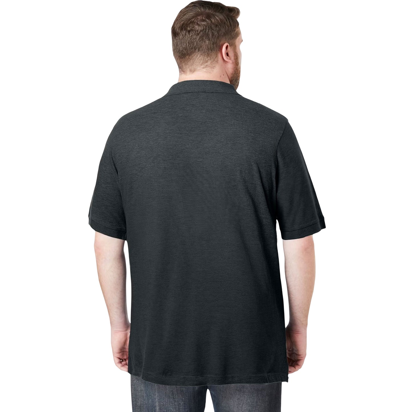 Charcoal Piqué Polo Shirt with ribbed collar and short sleeves
