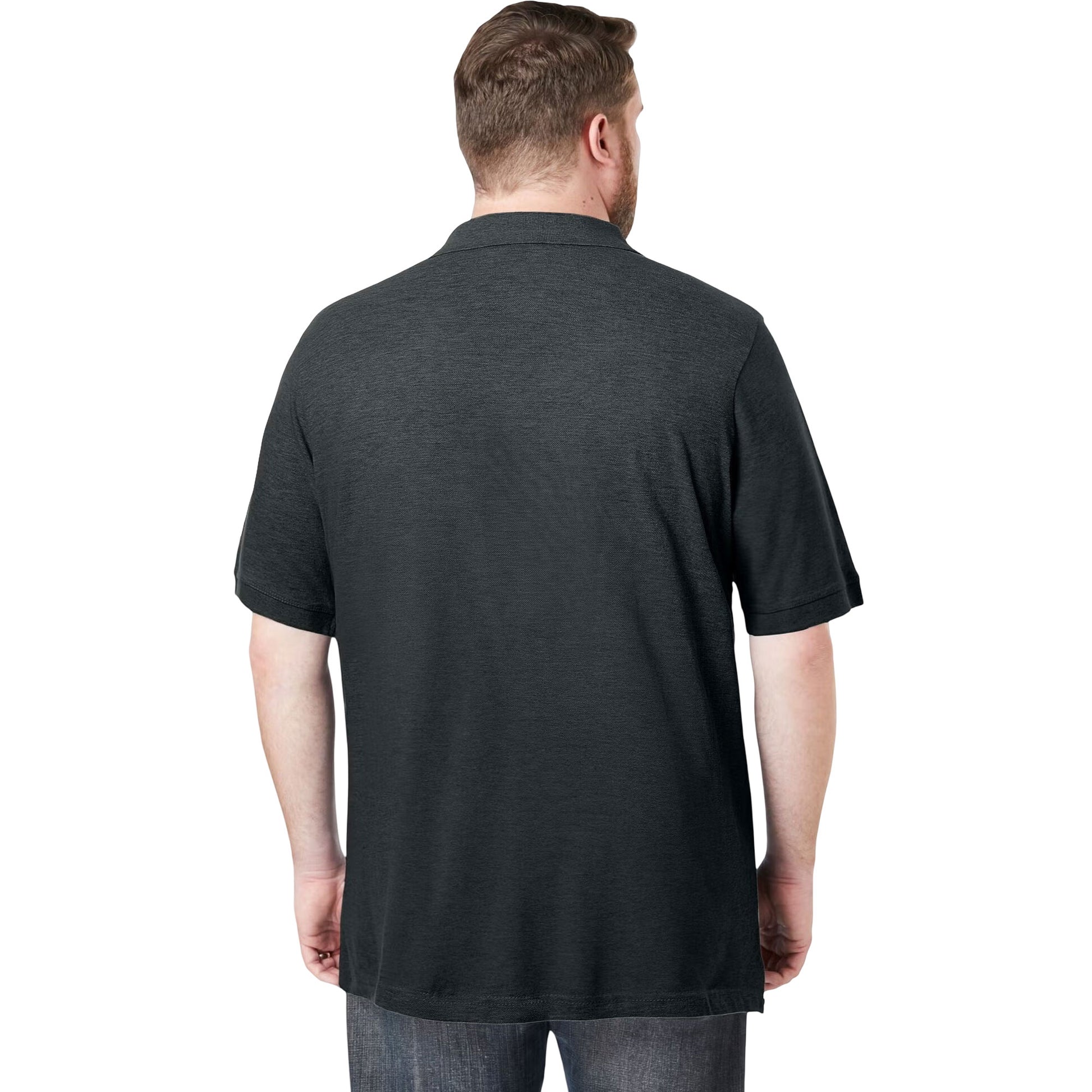 Charcoal Piqué Polo Shirt with ribbed collar and short sleeves