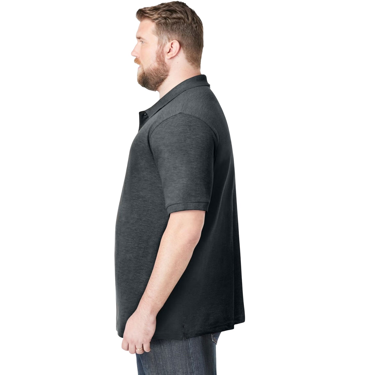 Charcoal Piqué Polo Shirt with ribbed collar and short sleeves