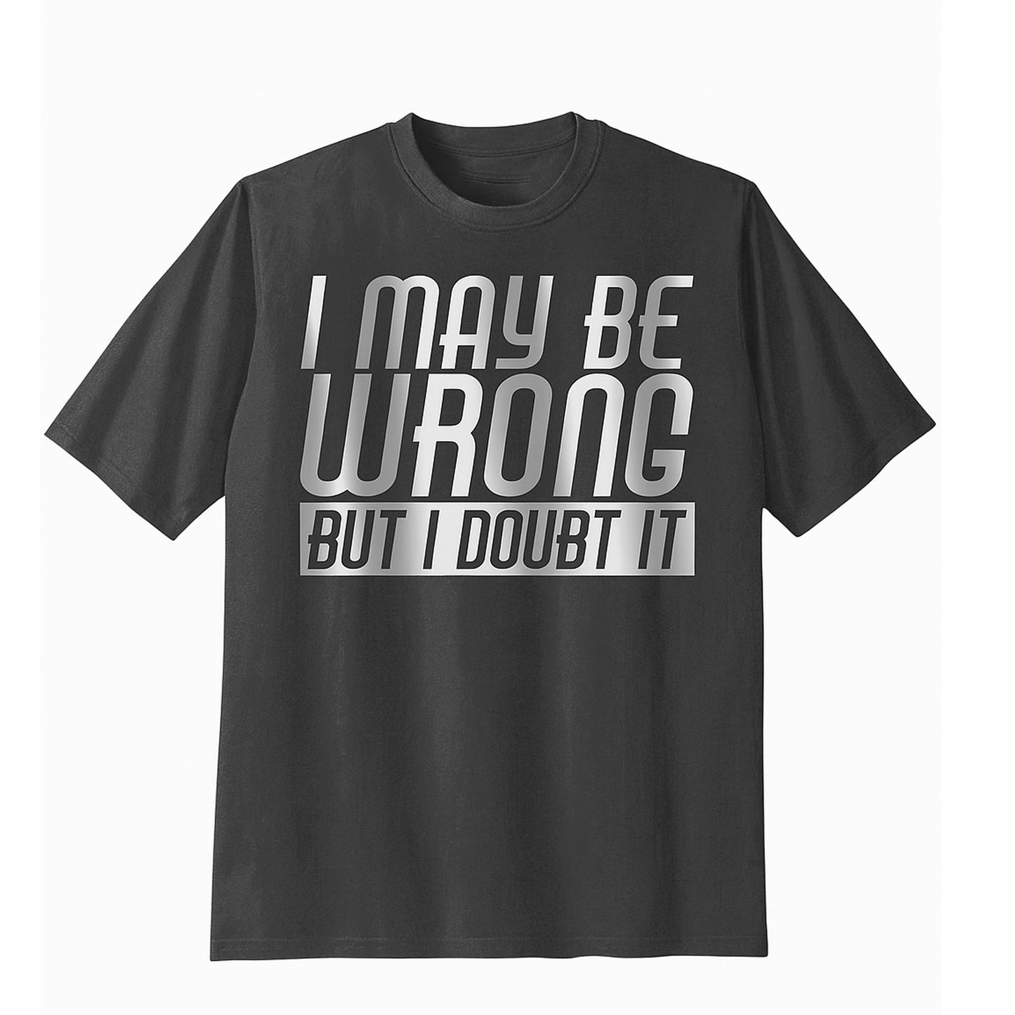 Charcoal Big & Tall slogan graphic T-shirt with chest screenprint and crewneck