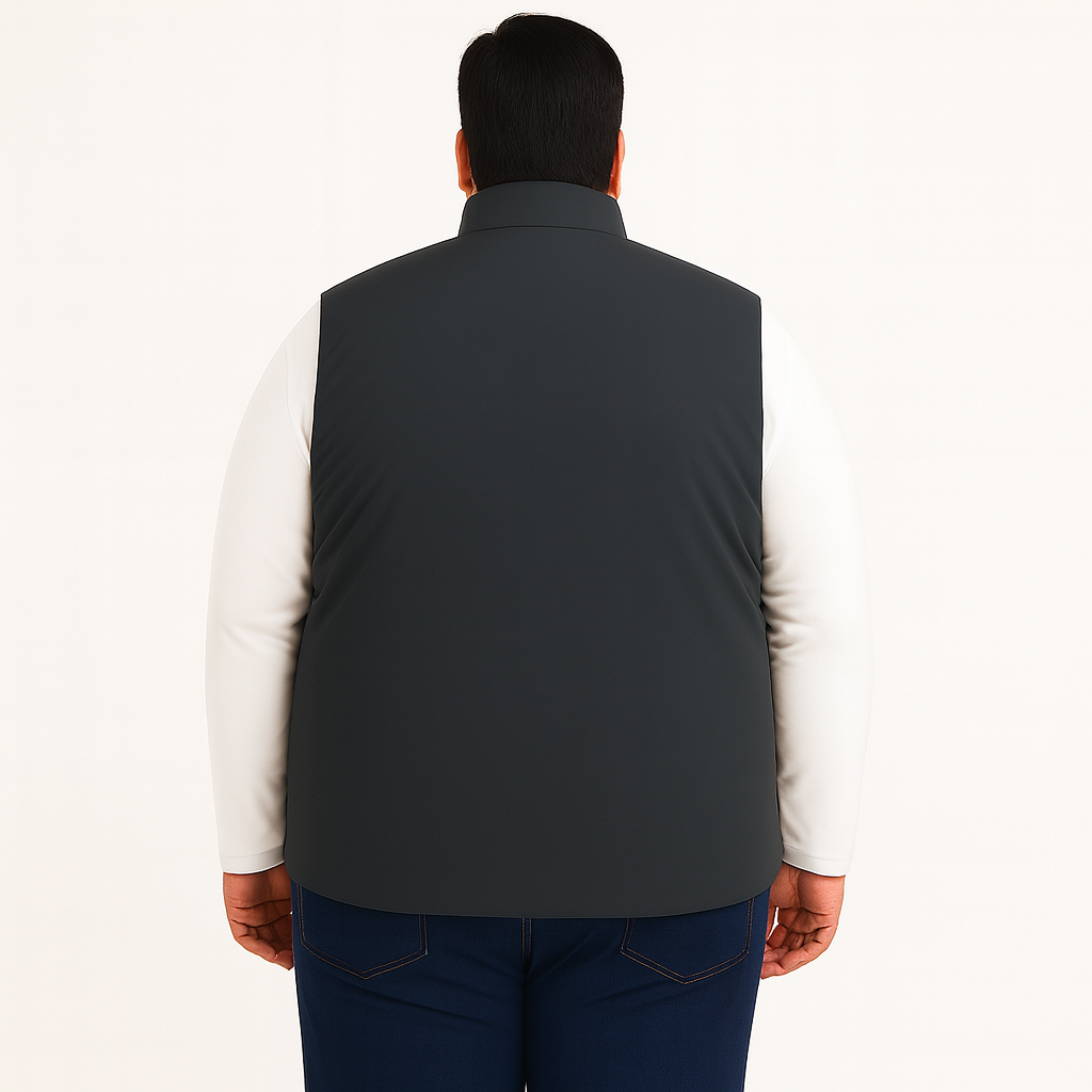 Charcoal Plus-Size Sleeveless Puffer Jacket PSM-10006