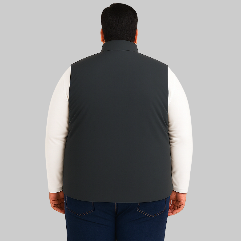 Charcoal Plus-Size Sleeveless Puffer Jacket PSM-10006