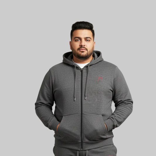 Charcoal Plus Size Fleece Hoodie PSM-10247