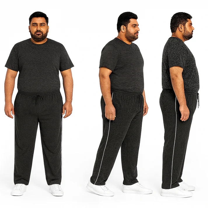 Charcoal Side-Striped Plus Size Trouser PSM-9913
