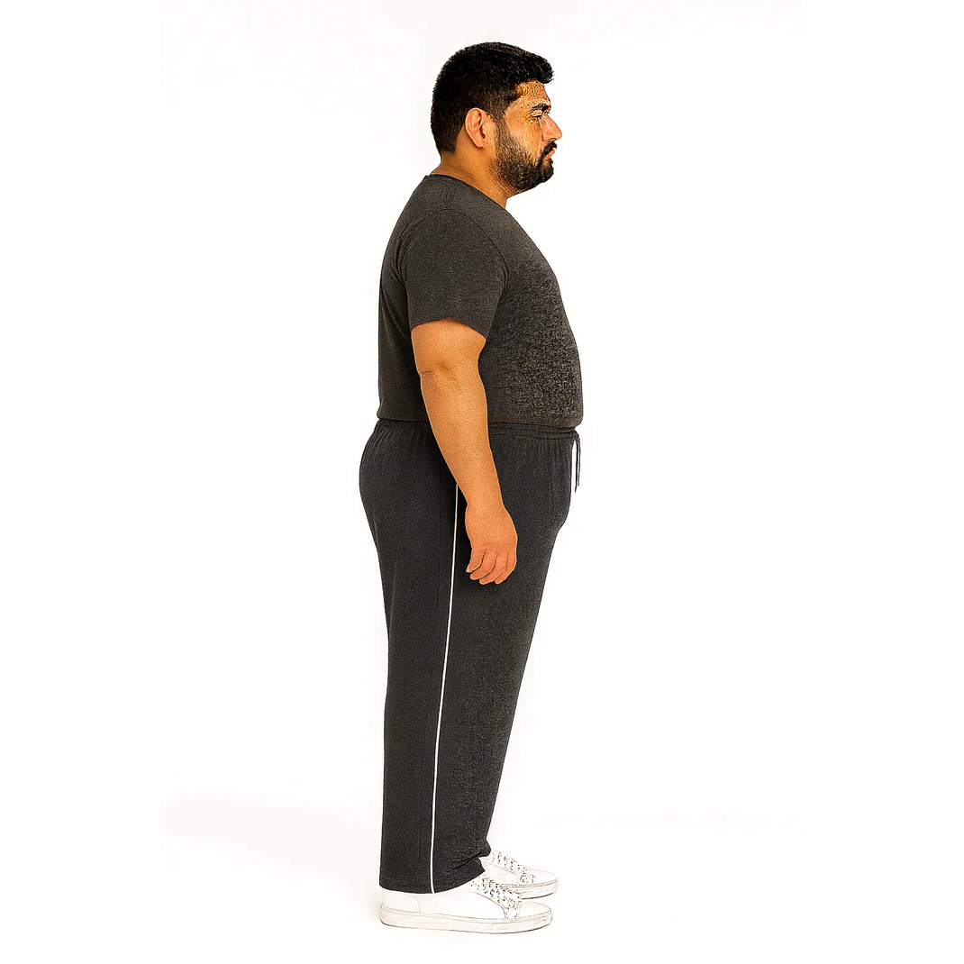 Charcoal Side-Striped Plus Size Trouser PSM-9913
