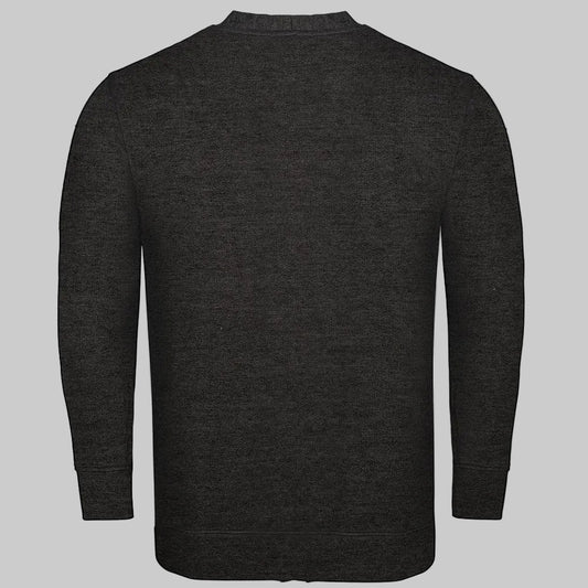 Charcoal supersoft V-neck cardigan for big and tall men with button front, ribbed cuffs, and relaxed fit shown in a clean studio image