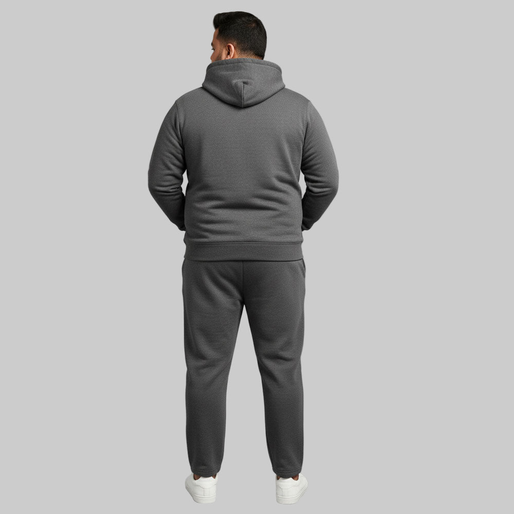 Charcoal Plus Size Fleece Hoodie & Trouser Set PSM-10248