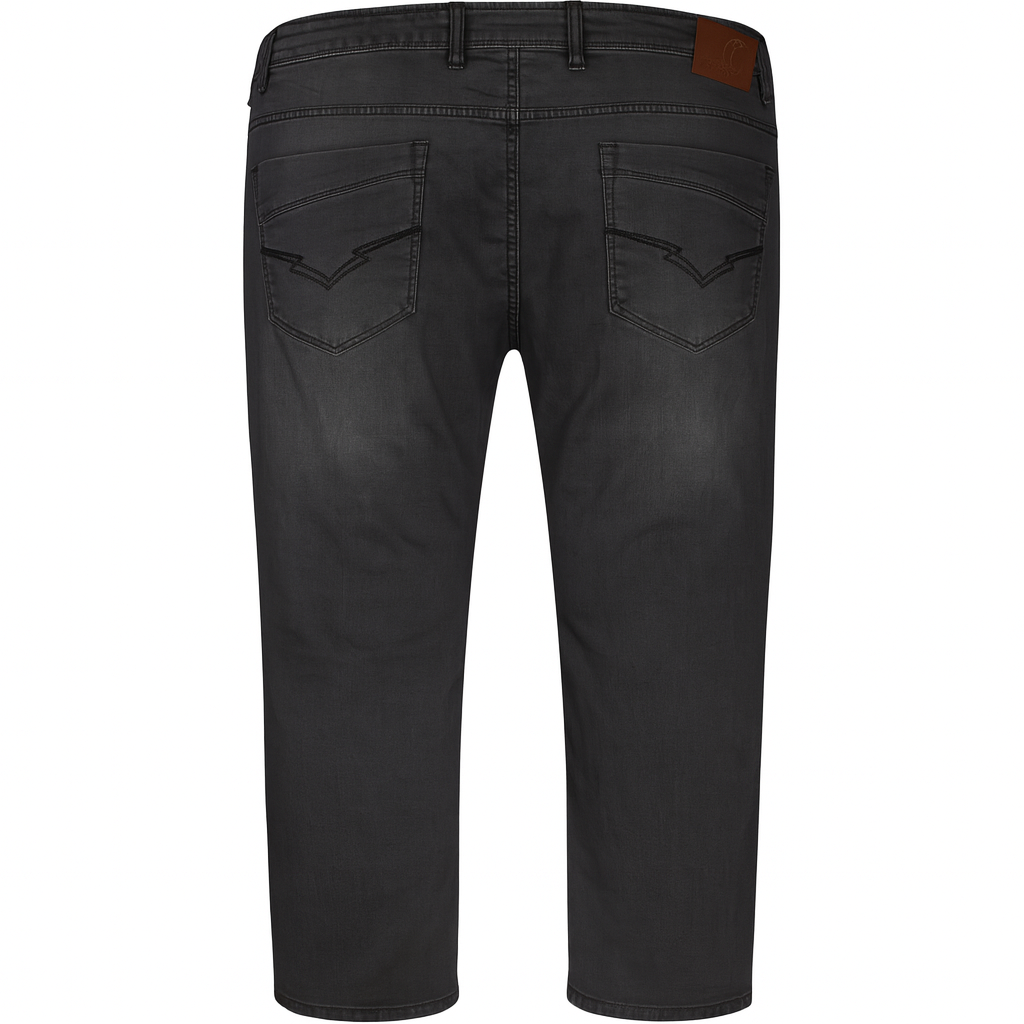 Charcoal grey regular fit straight leg stretch jeans – cotton blend.